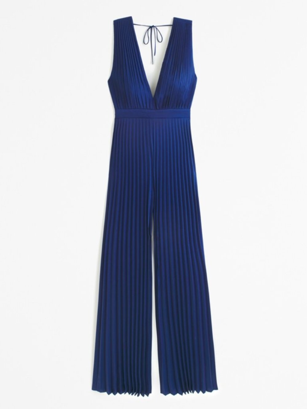 Abercrombie & Fitch Giselle Pleated Satin Jumpsuit in Navy Blue (NWT, Size Small